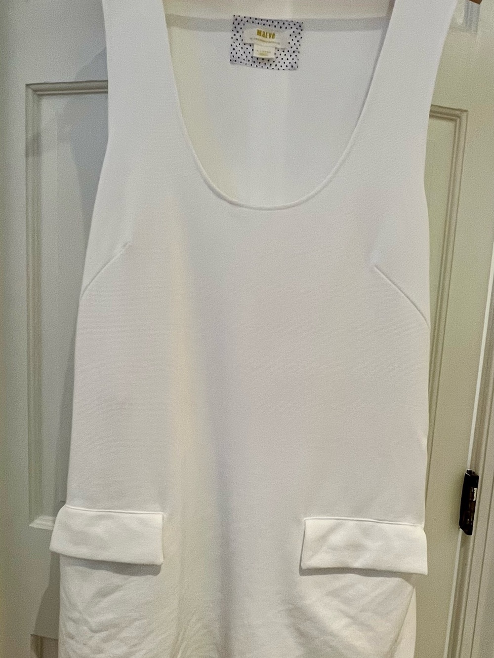 Anthropologie Maeve White Sleeveless Shift Tank with Flap Pockets XL
